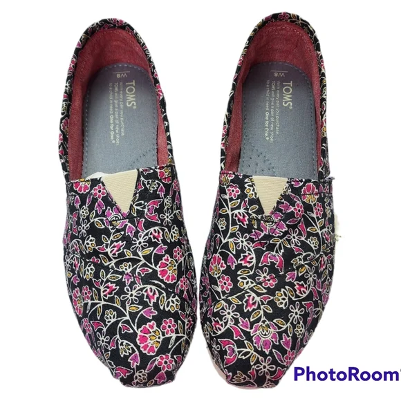 Toms canvas slip-on shoes floral soft comfortable size 8 nwt - Picture 14 of 14